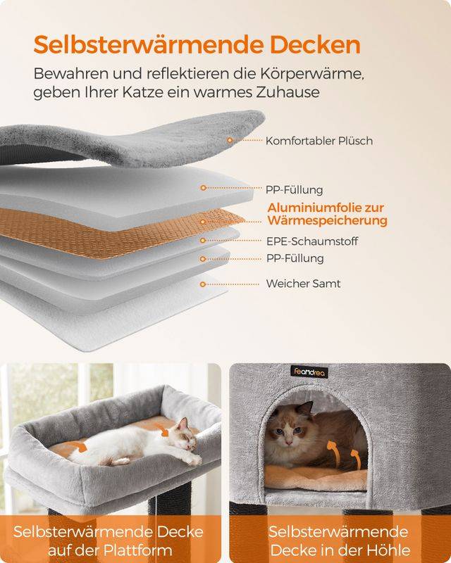 Songmics Feandrea Kratzbaum mit selbsterwärmenden Decken Neueste Mode
