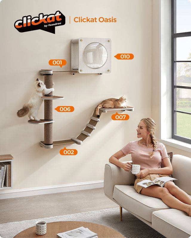 Songmics Clickat Oasis - Katzenmöbel Kletterwand 5er Set Tägliche Deals