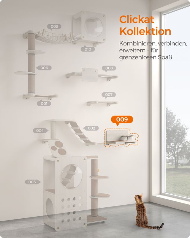 Songmics Clickat Kollektion - Nr. 009 Katzenfutterstation zur Wandmontage Tiefpreis
