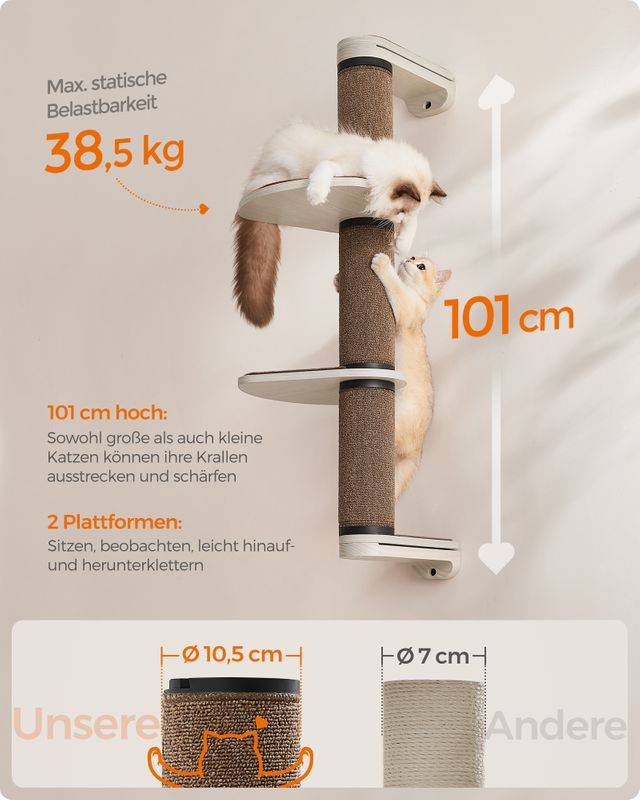 Songmics Clickat Kollektion - Nr. 006 Kratzsäule zur Wandmontage Super Sparpreis