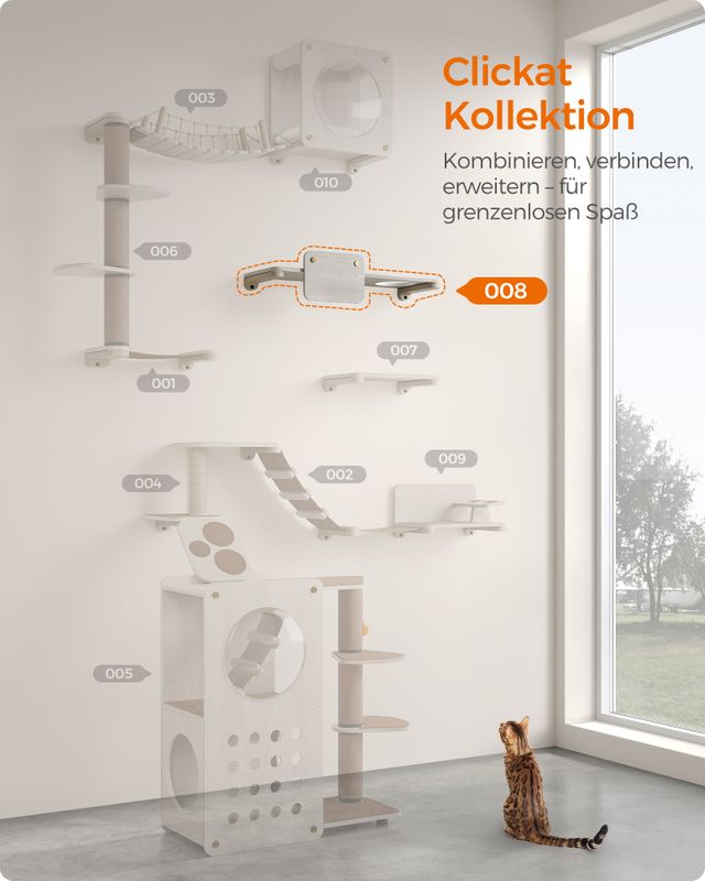 Songmics Clickat Kollektion - Nr. 008 Großes Katzenbrett zur Wandmontage Kostenlose Rückgabe
