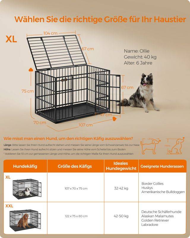 Songmics Feandrea Hundekäfig 107 x 70 x 75 cm mit herausnehmbarer Bodenschale Bis zu 60% Rabatt
