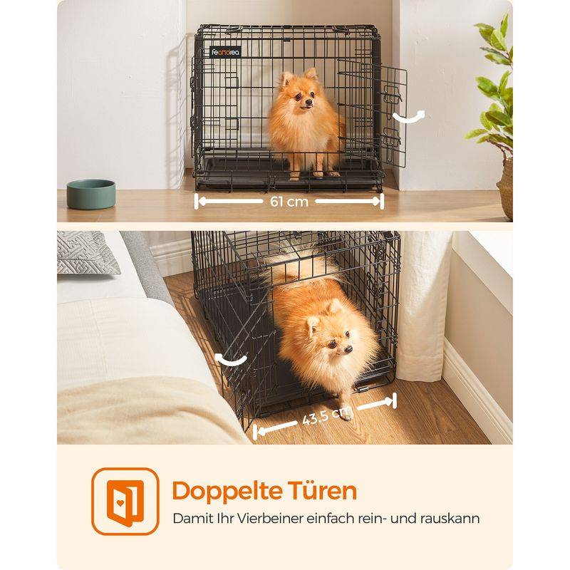 Songmics Feandrea Hundekäfig klappbar mit 2 Türen und Kunststoffschale Bis zu 65% Rabatt