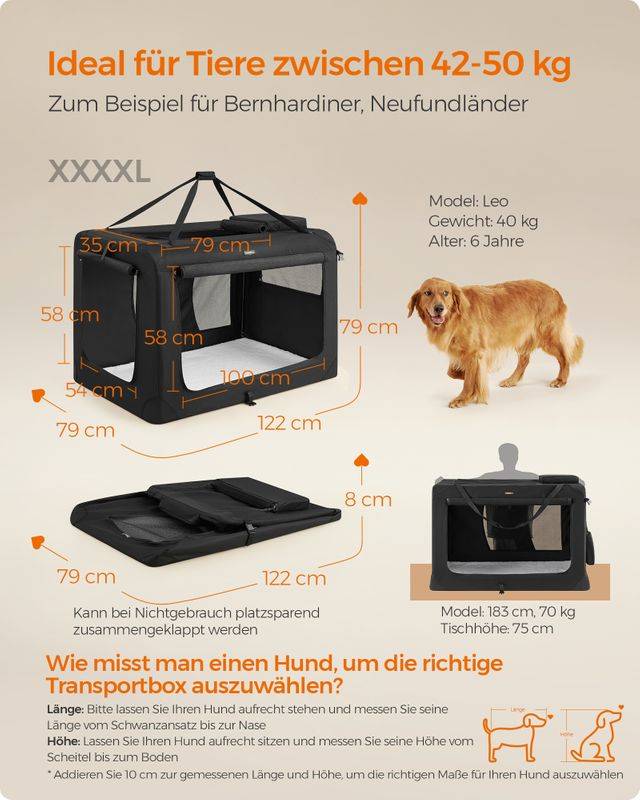 Songmics Feandrea Hundebox mit Griffen aus Metallrahmen schwarz Nur für heute
