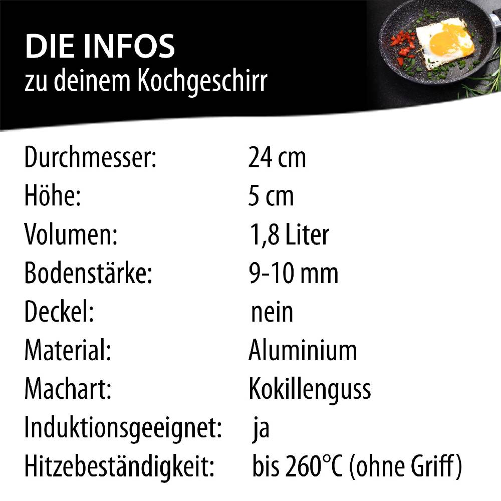 Stoneline Bratpfanne 24 cm mit abnehmbarem Griff ohne Deckel Riesige Rabatte