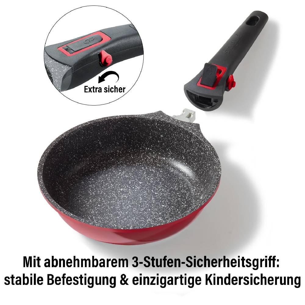 Stoneline Bratpfanne 20 cm mit abnehmbarem Griff ohne Deckel - Rot 50% Rabatt mit kostenlosem Versand