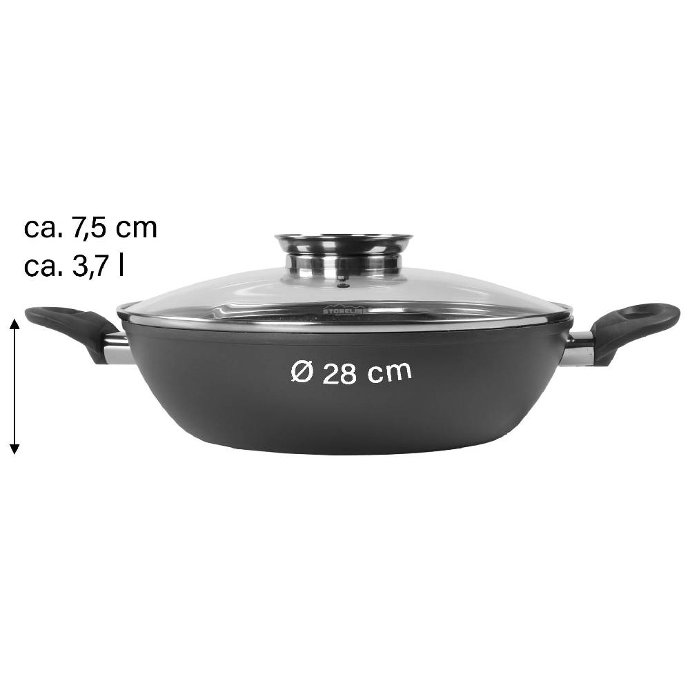 Stoneline Keramik Servierpfanne 28 cm mit Deckel Rabatte dieses Monats