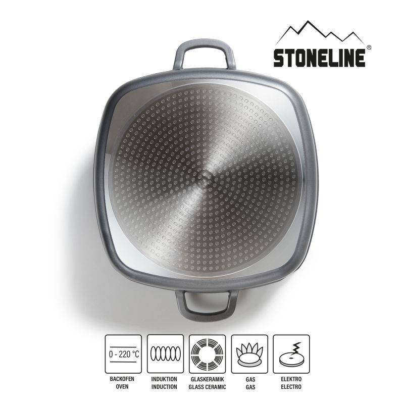 Stoneline Servierpfanne Eckig 28 cm mit Deckel Outlet