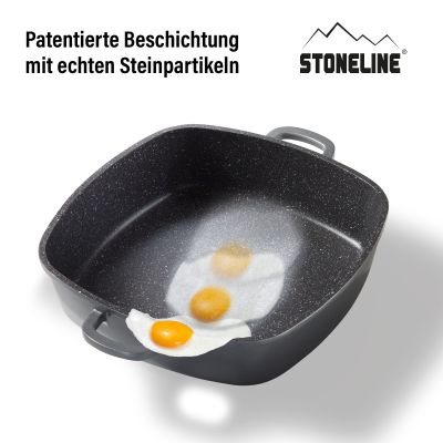 Stoneline Servierpfanne Eckig 28 cm mit Deckel Outlet
