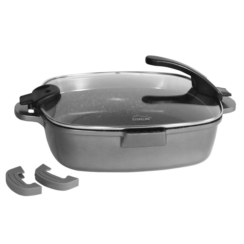 Stoneline Servierpfanne Eckig 28 cm mit Deckel