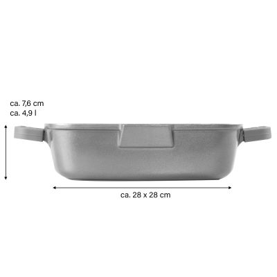 Stoneline Servierpfanne Eckig 28 cm mit Deckel Auslauf
