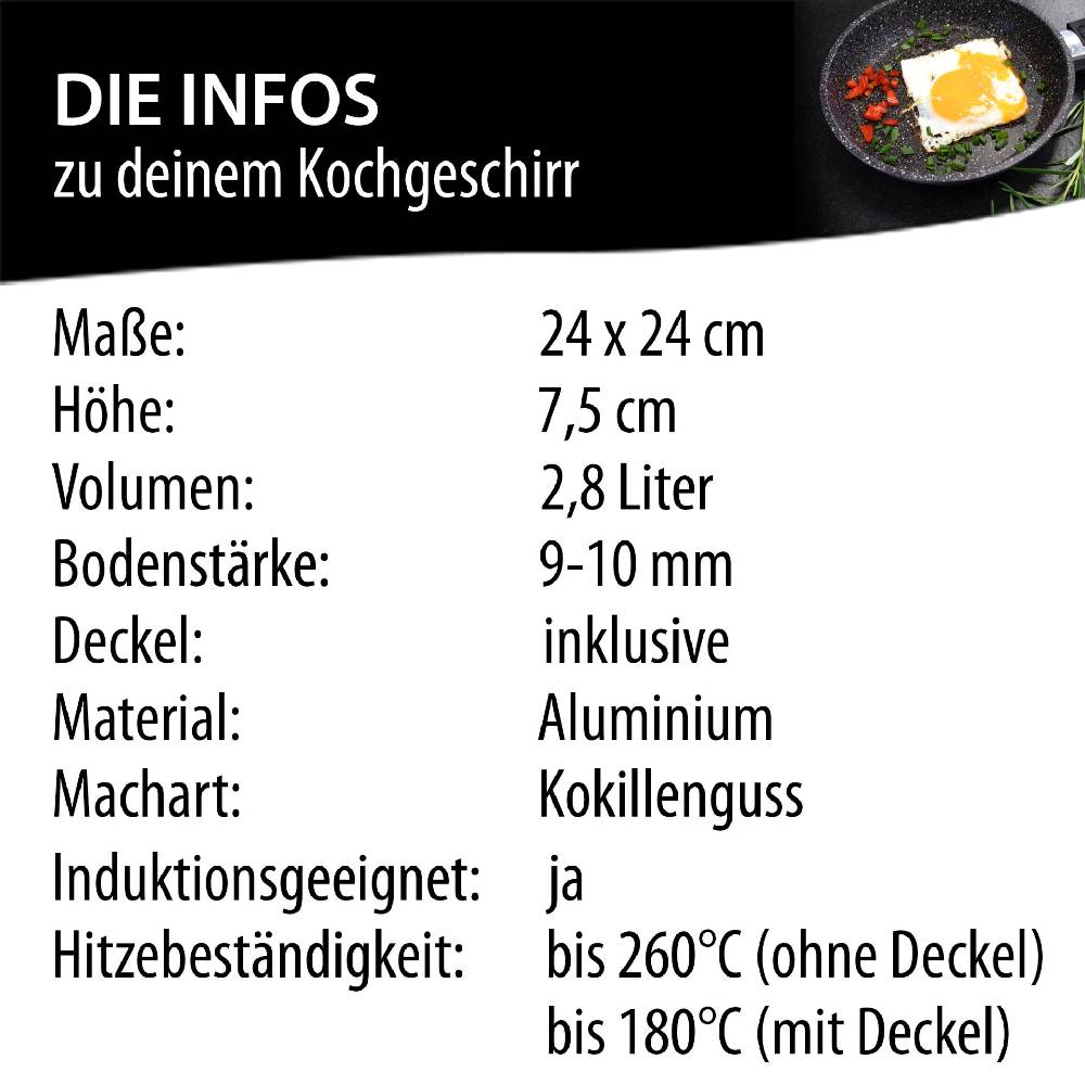 Stoneline Servierpfanne Eckig 24 cm mit Deckel Verkauf