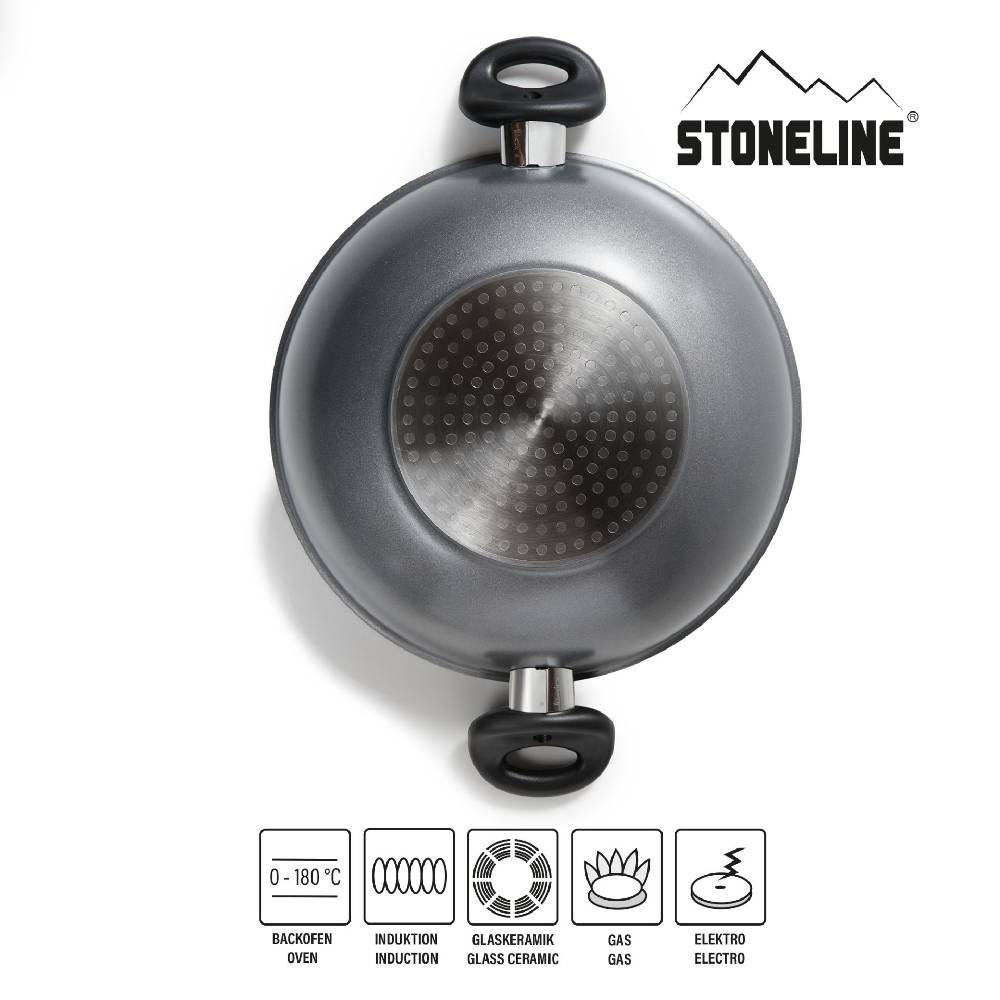 Stoneline Wokpfanne 28 cm mit Deckel - Schwarz Schlussverkauf