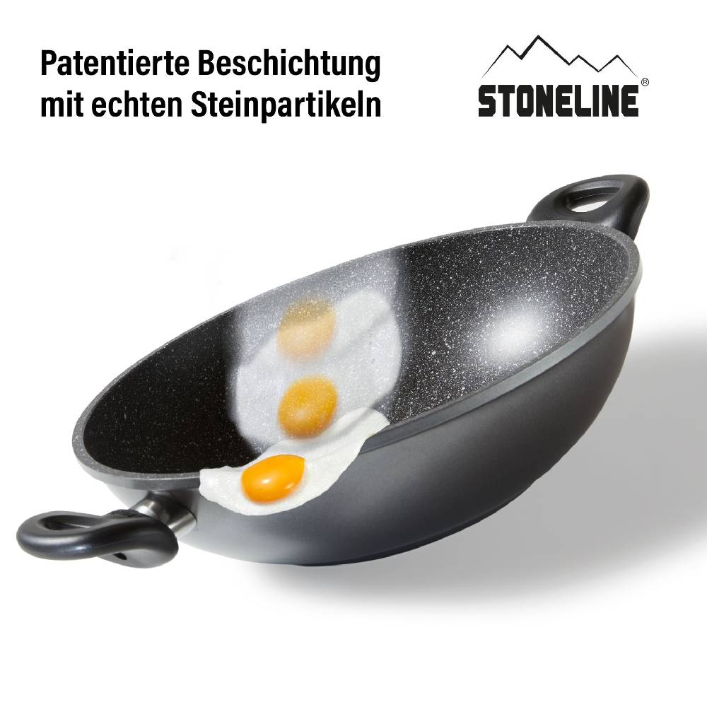 Stoneline Wokpfanne 28 cm mit Deckel - Schwarz Schlussverkauf