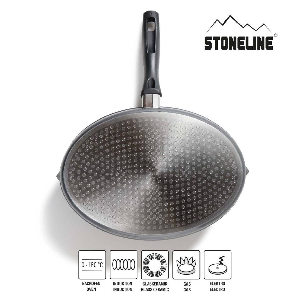 Stoneline Fisch- und Schnitzelpfanne Oval 35x24 cm mit Deckel Fabrikverkauf