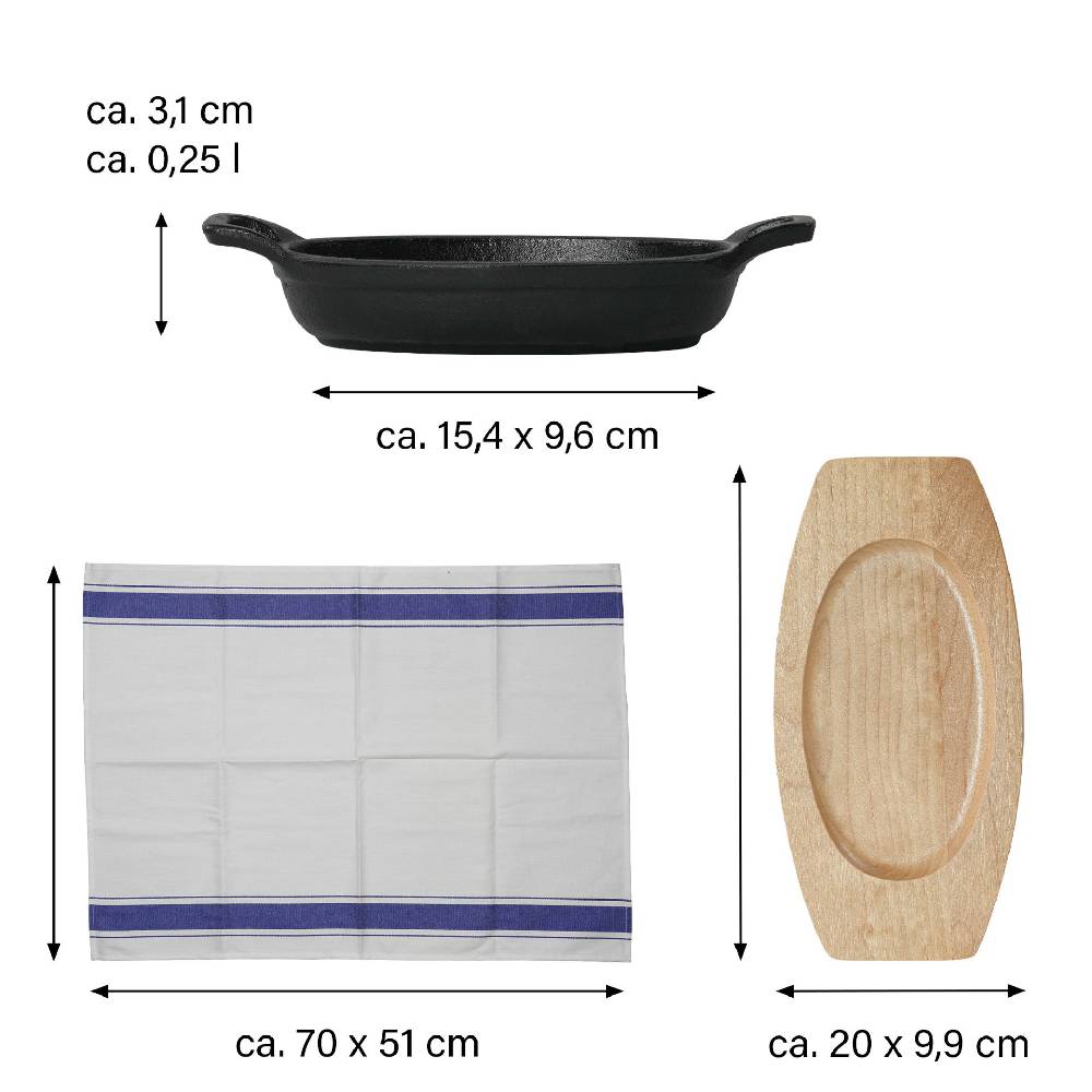 Stoneline Kleine Gusseisenpfanne Oval 14x9 cm, Emaille Servierpfanne Fabrik Onlineshop