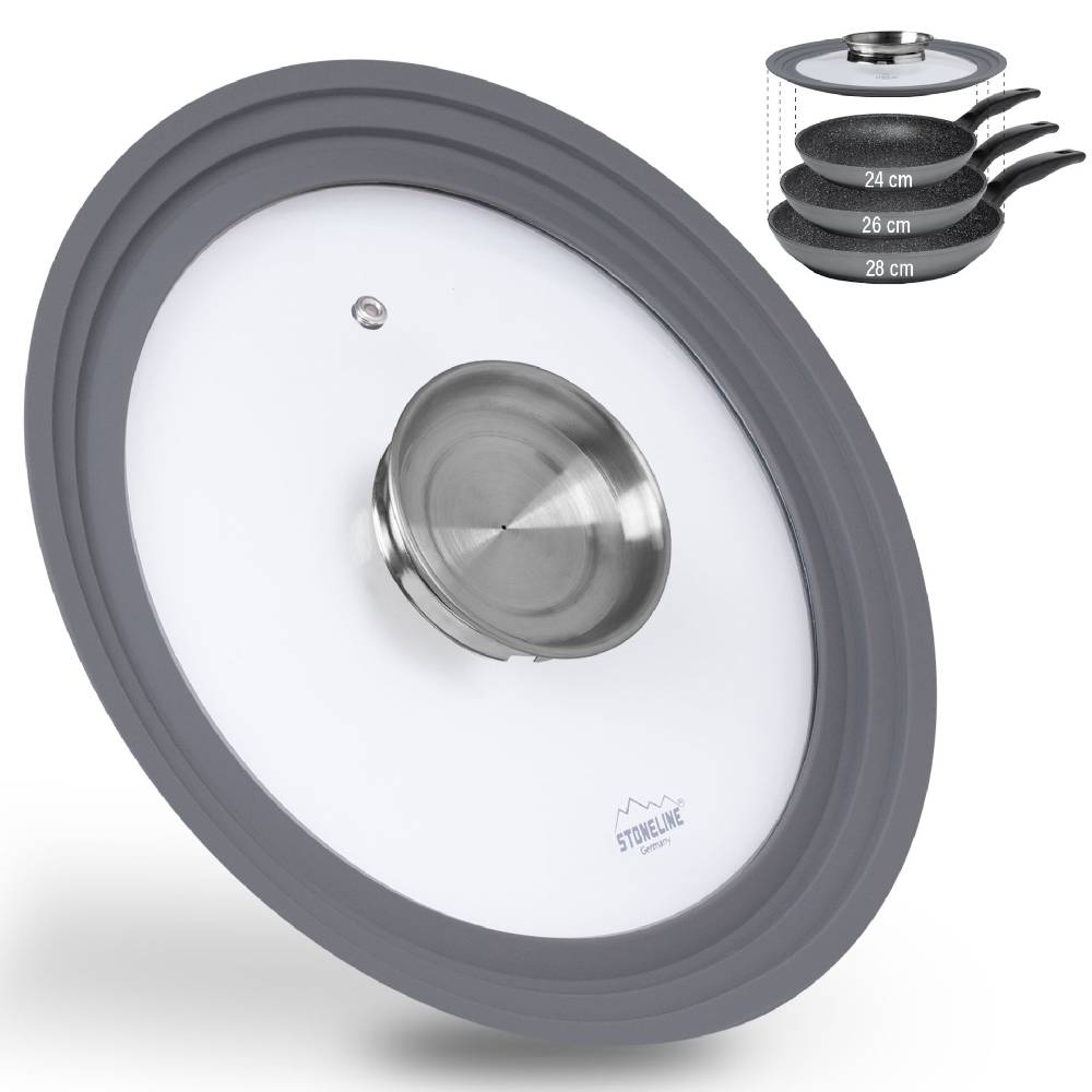 Stoneline Universal Glasdeckel 24/26/28 mit Aroma-Funktion Grau