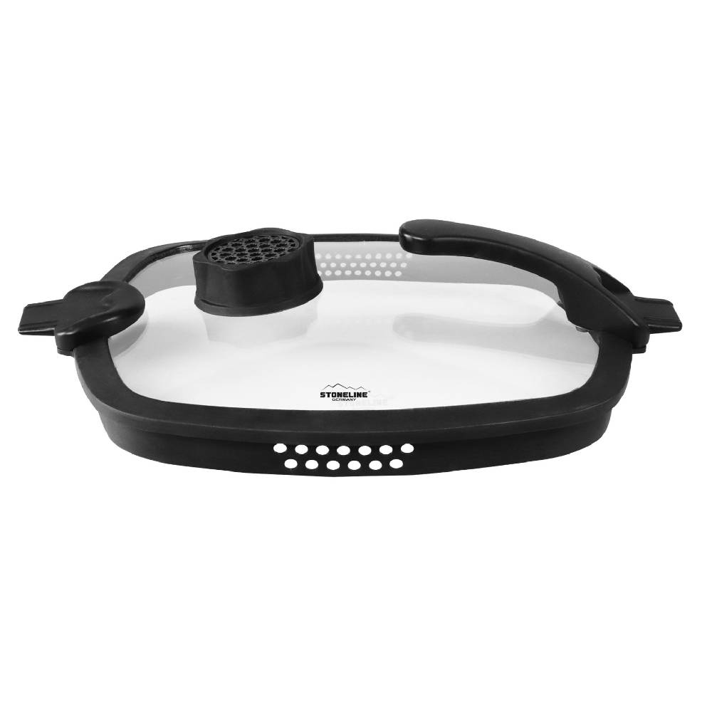 Stoneline Glasdeckel Eckig 28 cm mit SMELL WELL Funktion Schwarz