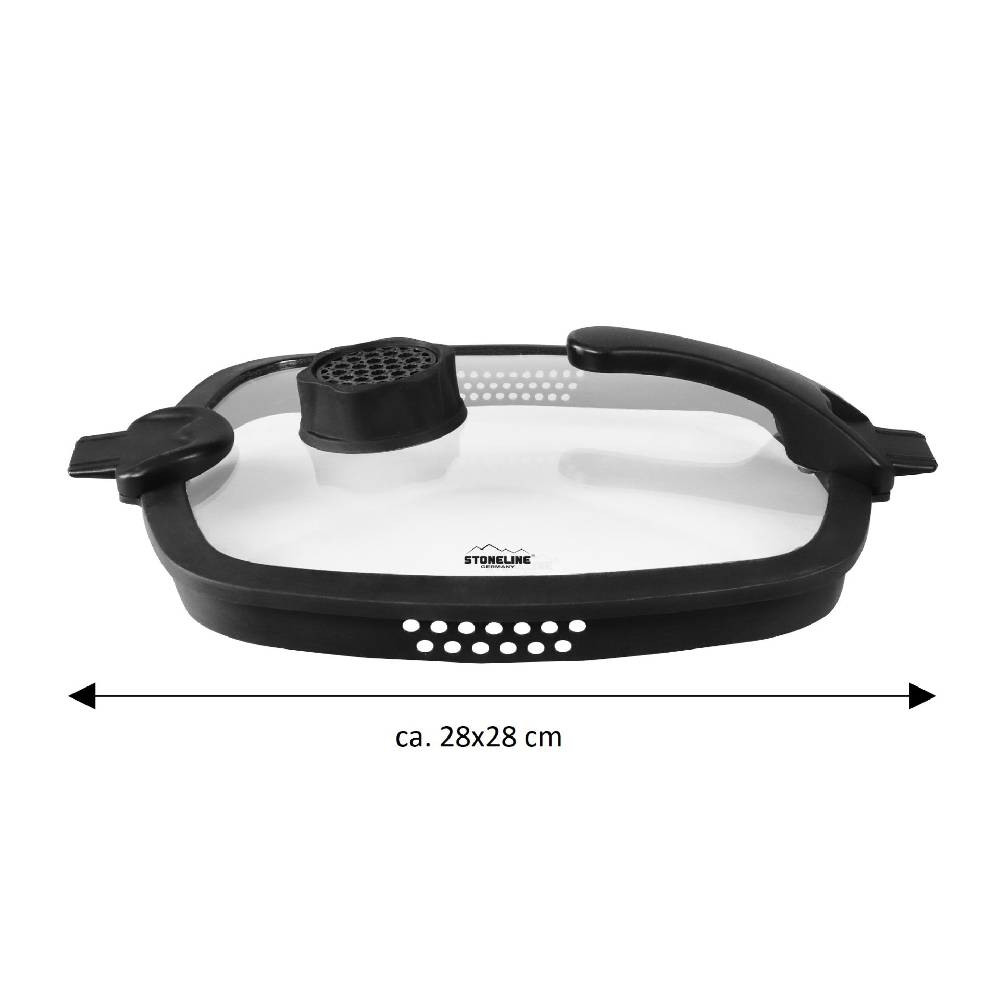 Stoneline Glasdeckel Eckig 28 cm mit SMELL WELL Funktion Schwarz Osterangebot