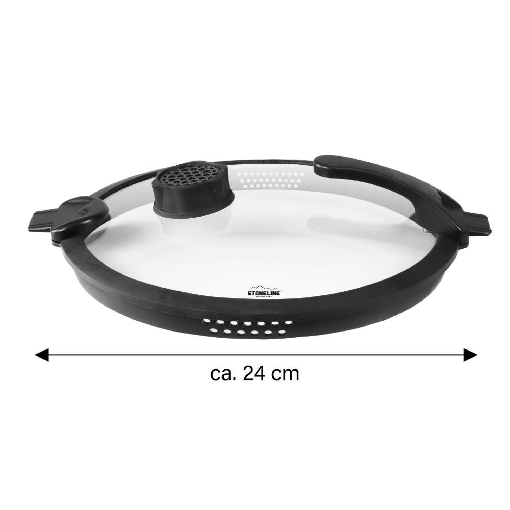 Stoneline Glasdeckel 24 cm mit SMELL WELL Funktion Schwarz Muttertagsangebot