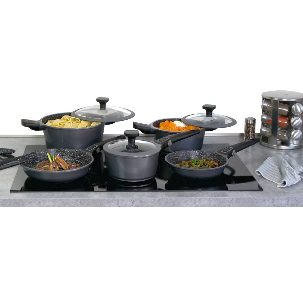 Stoneline Kochgeschirr-Set 8-teilig 18/20/24 mit abnehmbaren Griffen mit Deckeln Super Sparpreis