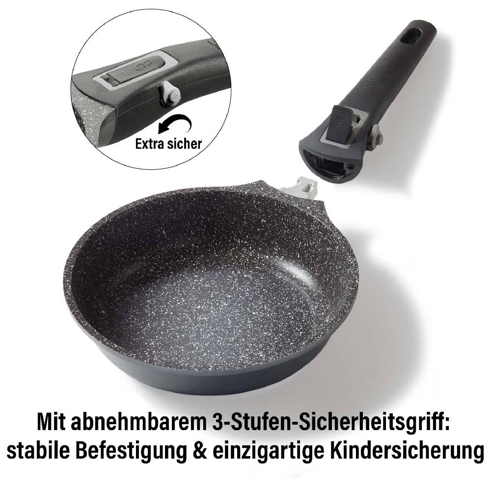 Stoneline Kochgeschirr-Set 8-teilig 18/20/24 mit abnehmbaren Griffen mit Deckeln Super Sparpreis