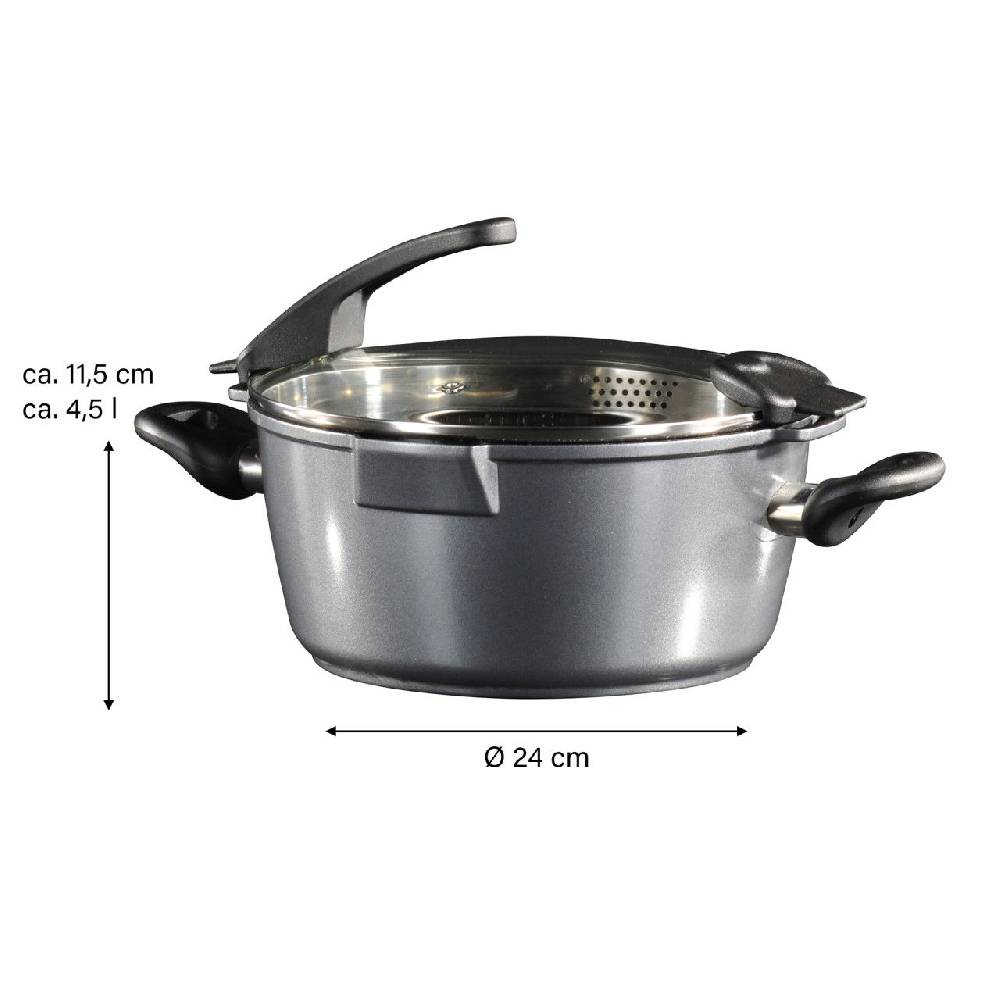 Stoneline Kochtopf 24 cm mit Sieb-Glasdeckel Letzte 3 Tage