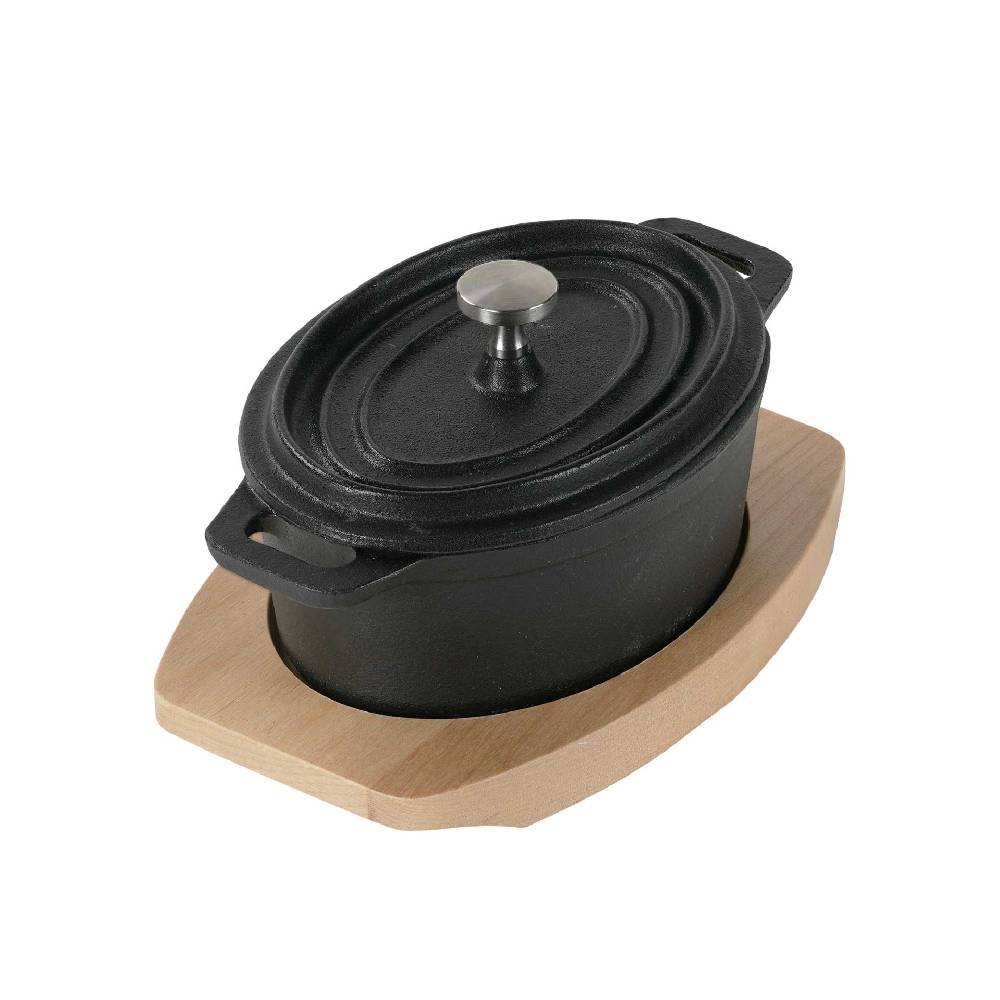 Stoneline Mini Cocotte Oval 12x8,5 cm Gusseisen, Kleiner Emaille Topf