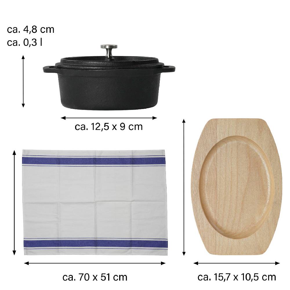 Stoneline Mini Cocotte Oval 12x8,5 cm Gusseisen, Kleiner Emaille Topf Bis zu 60% Rabatt