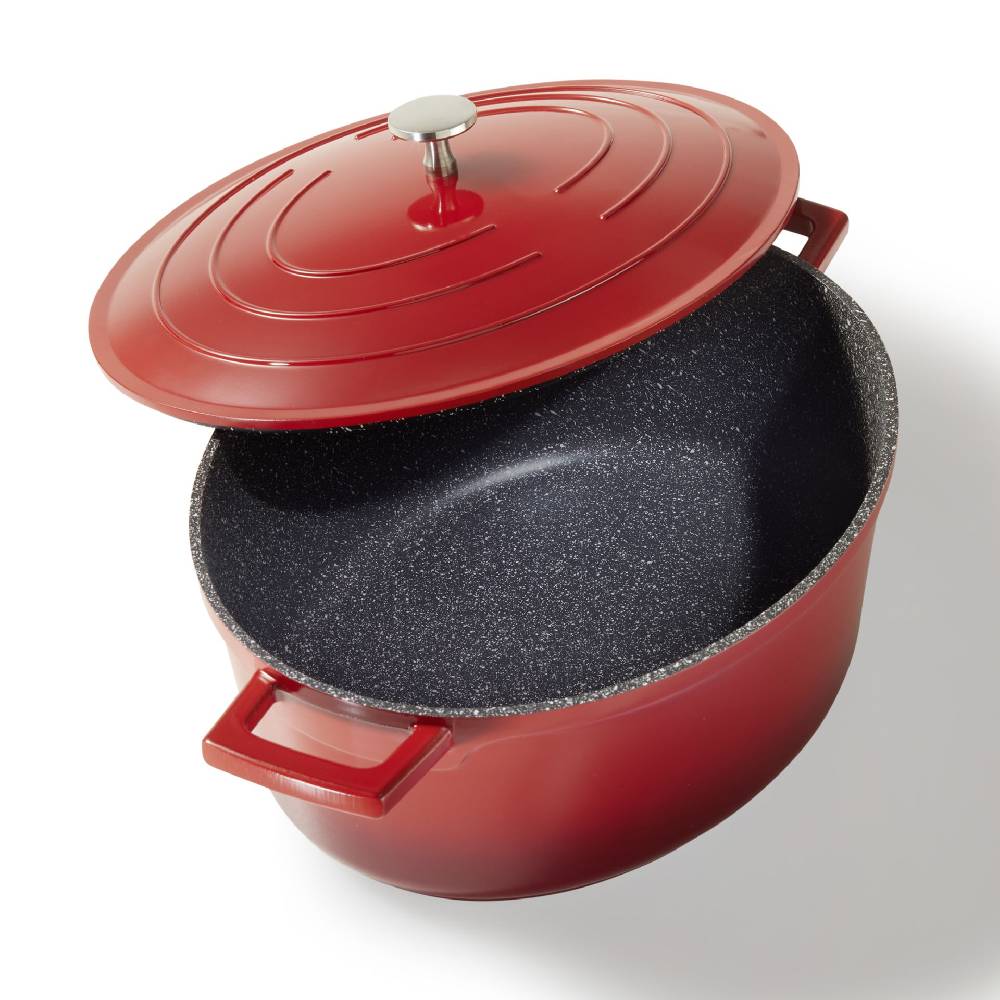 Stoneline Cocotte Bräter Oval 32x25 cm Kirschrot mit Deckel