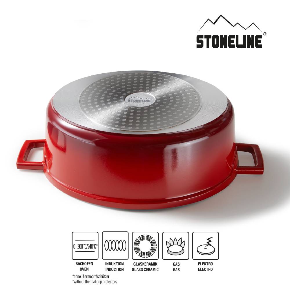 Stoneline Cocotte Bräter Oval 32x25 cm Kirschrot mit Deckel Bis zu 65% Rabatt