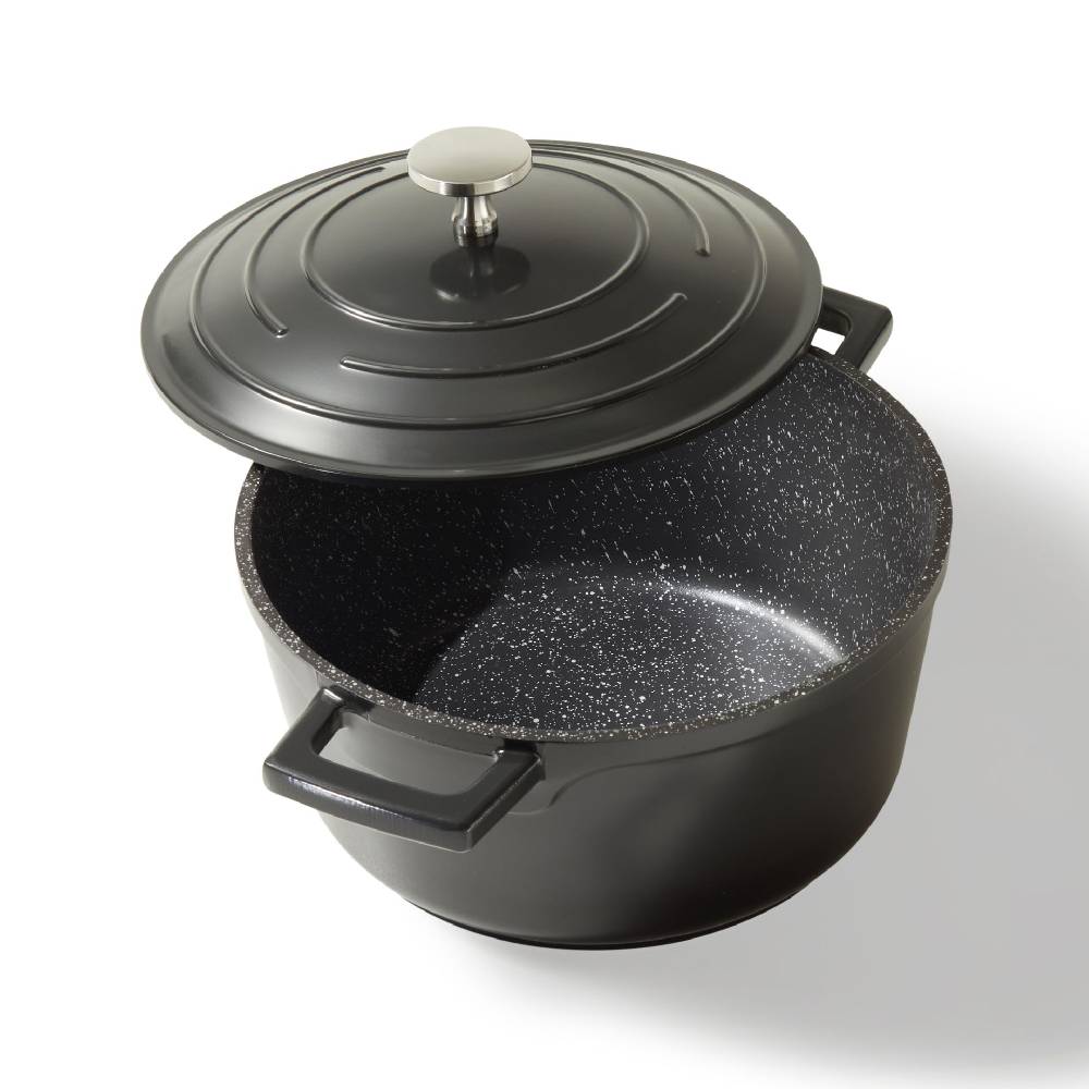 Stoneline Cocotte Bräter Rund 20 cm Schwarz mit Deckel