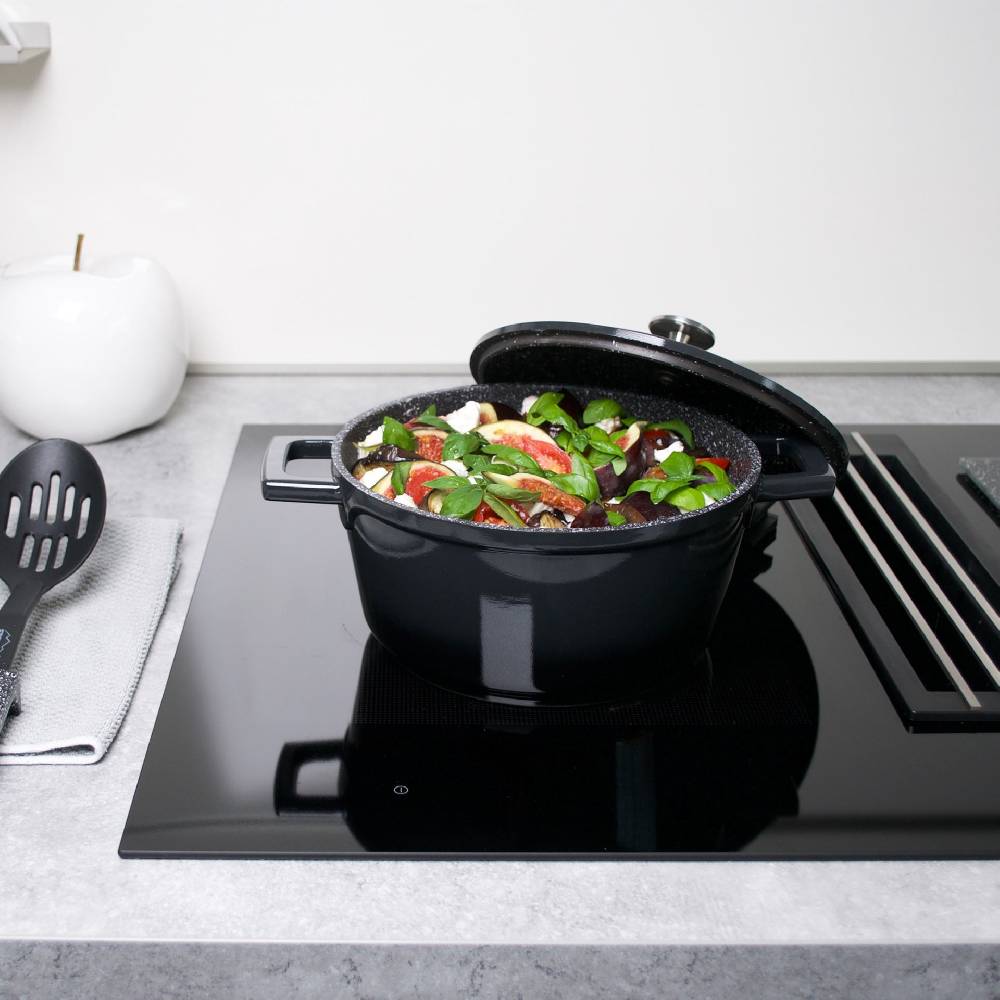 Stoneline Cocotte Bräter Rund 20 cm Schwarz mit Deckel Nur für heute