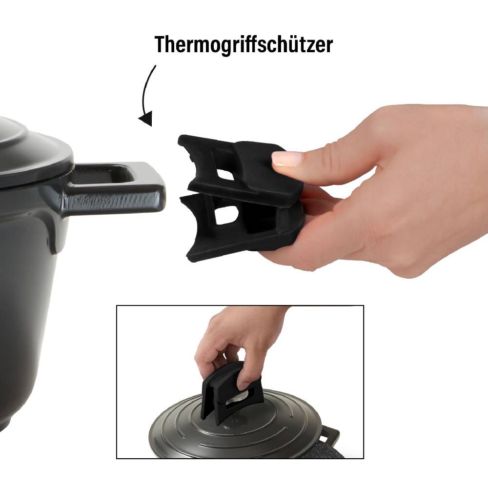 Stoneline Cocotte Bräter Rund 20 cm Schwarz mit Deckel Nur für heute