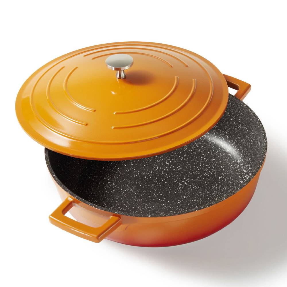 Stoneline Cocotte Bräter Rund 28 cm Orange mit Deckel