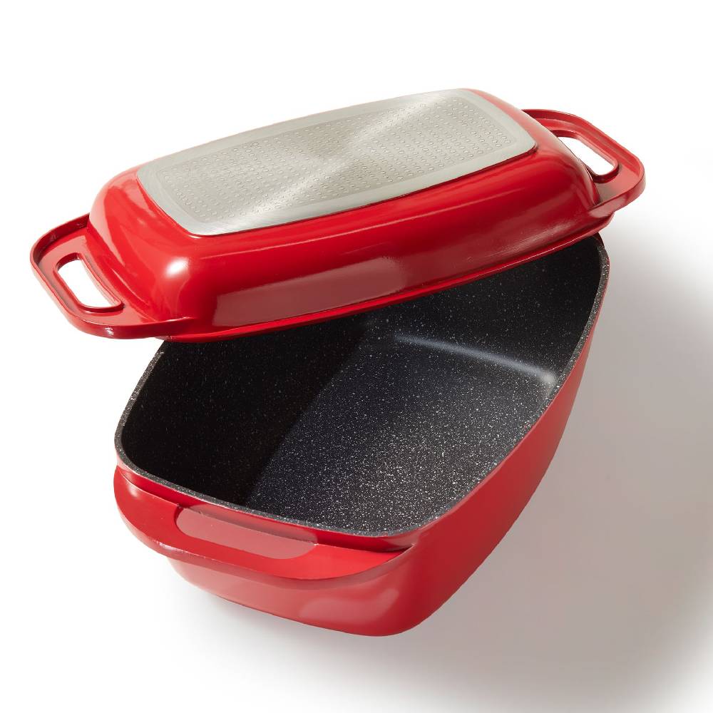 Stoneline Bräter Schmortopf 43x26 cm Rot mit Deckel