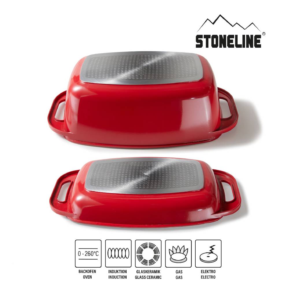 Stoneline Bräter Schmortopf 43x26 cm Rot mit Deckel Bis zu 55% Rabatt
