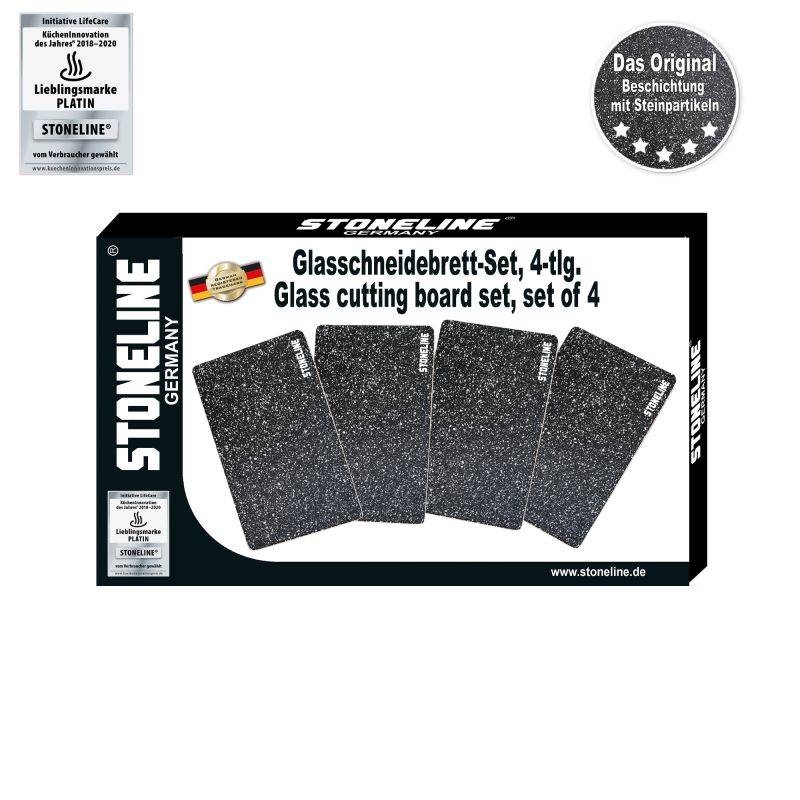 Stoneline Glas Schneidebrett 25x15 cm Set 4-teilig Fabrikverkauf