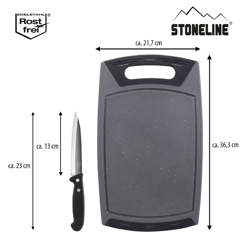 Stoneline Schneidebrett 36x22 und Universalmesser Set 2-teilig Fabrik Onlineshop