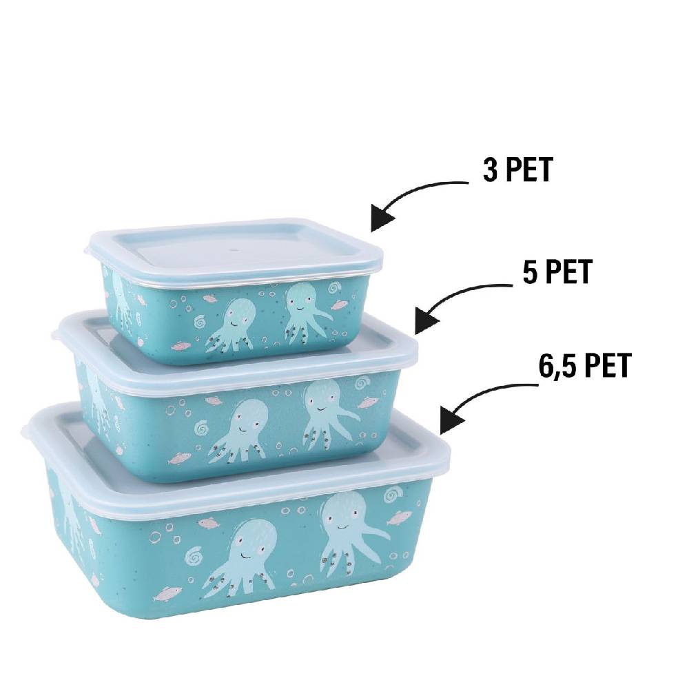 Stoneline Aufbewahrungsbox rPET 400/730/1.300 ml Set 3-teilig Türkis Flash Sale