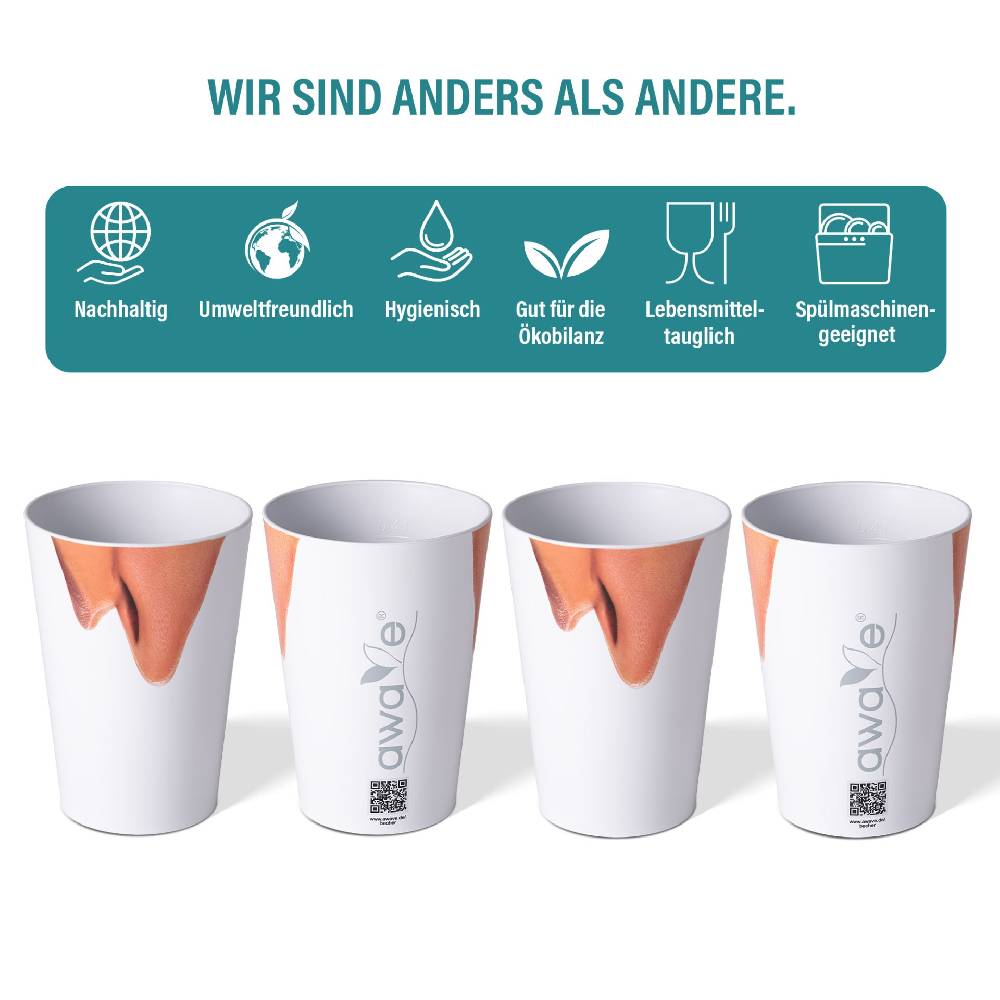 Stoneline Trinkbecher 400 ml rPET Set 4-teilig, mit Eichstrich Begrenztes Angebot
