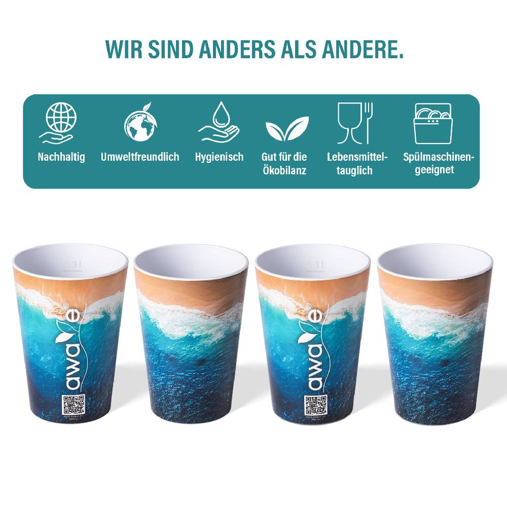 Stoneline Trinkbecher 300 ml rPET Set 4-teilig, mit Eichstrich Online Shopping