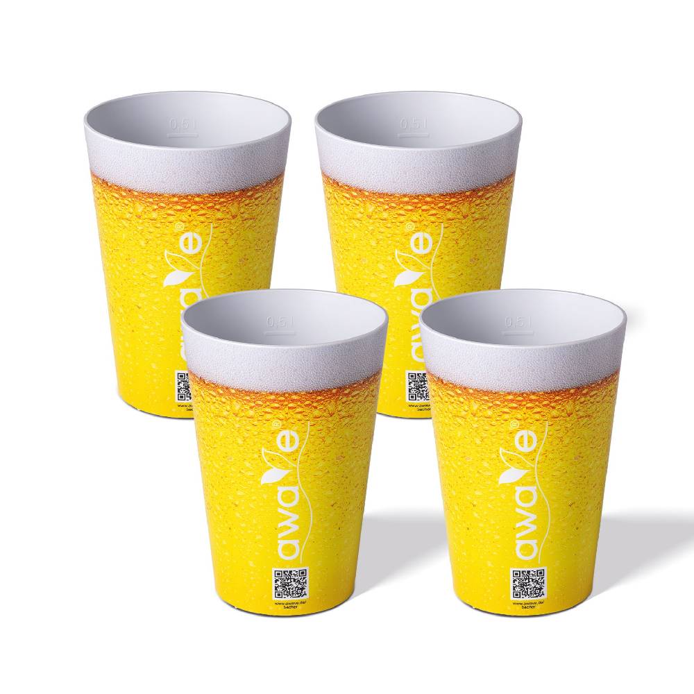 Stoneline Trinkbecher 500 ml rPET Set 4-teilig, mit Eichstrich