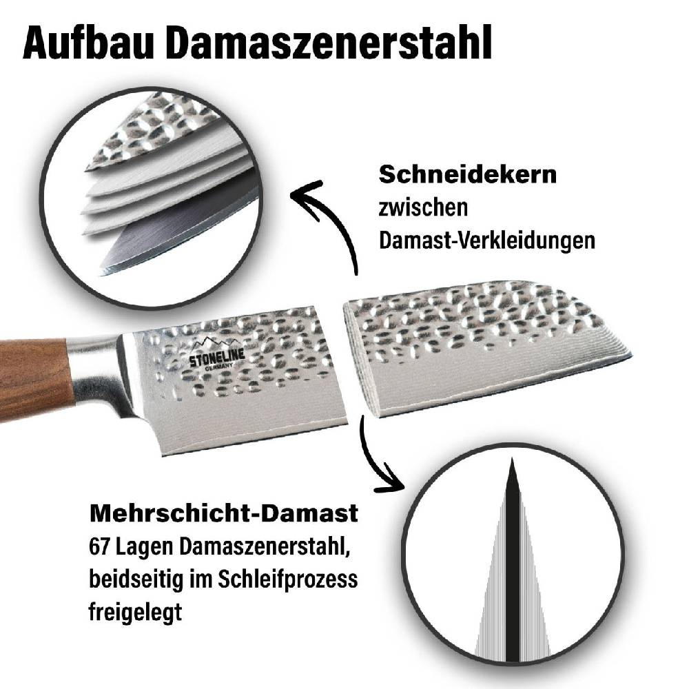 Stoneline Santokumesser 30,5 cm Damast - Hammerschlag Jubiläumsangebot