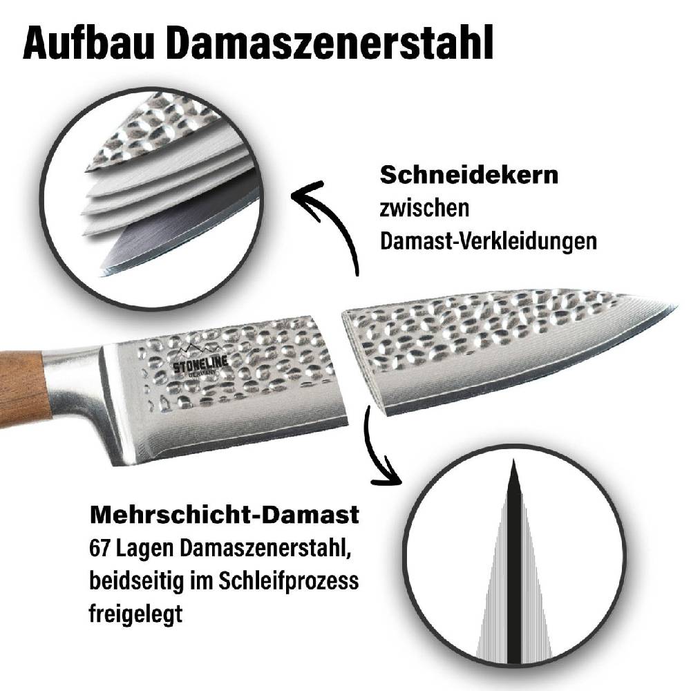 Stoneline Universalmesser 24 cm Damast - Hammerschlag Lagerräumung