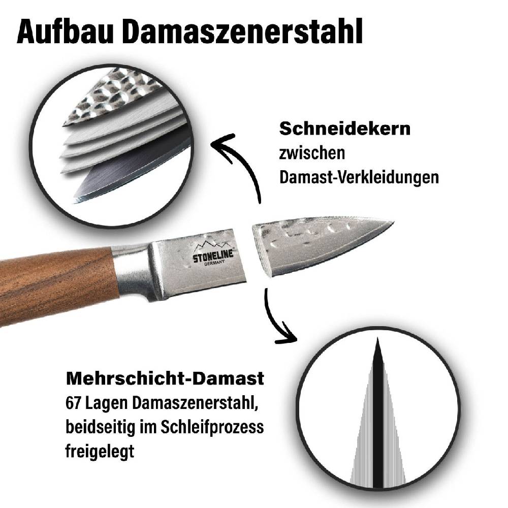Stoneline Schälmesser 20 cm Damast - Hammerschlag Heißer Verkauf