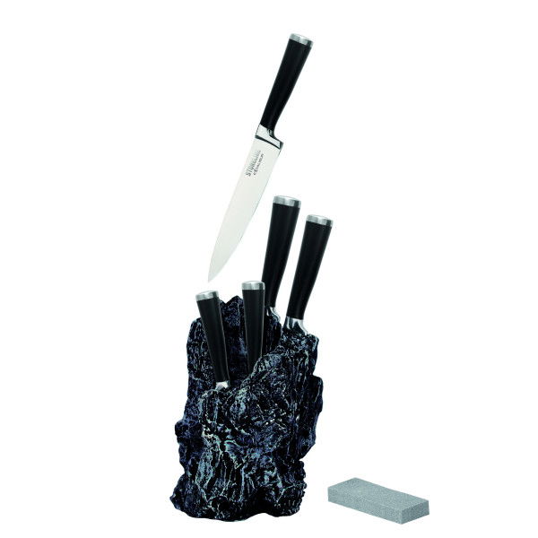 Stoneline Edelstahl Messer Set 5-teilig mit Messerblock Excalibur®