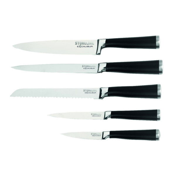 Stoneline Edelstahl Messer Set 5-teilig mit Messerblock Excalibur® Top Angebot