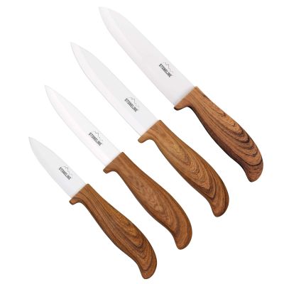 Stoneline Keramik Messer-Set 4-teilig Holzoptik