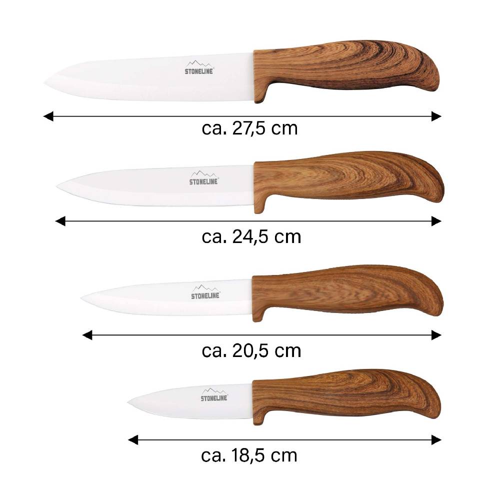 Stoneline Keramik Messer-Set 4-teilig Holzoptik Riesige Ersparnisse